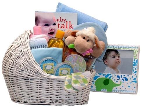 Gbds Welcome Baby Bassinet New Baby Basket-Blue - baby bath set - baby boy gift basket - 1 Basket - Assorted Pre Pack