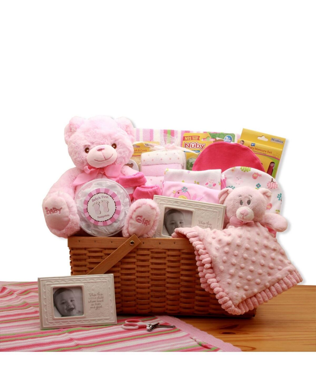 Gbds My First Teddy Bear New Baby Gift Basket - Pink - baby bath set - baby girl gifts - 1 Basket