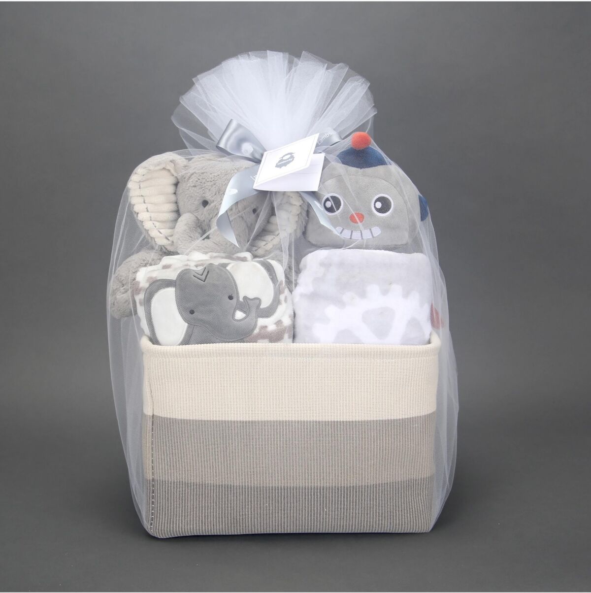 Lambs & Ivy Gray 5-Piece Baby Gift Basket for Baby Shower/Newborn Welcome Home - Multicolor