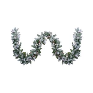 Northlight Pre-Lit Flocked Pine Artificial Christmas Garland-Multi Lights - Green