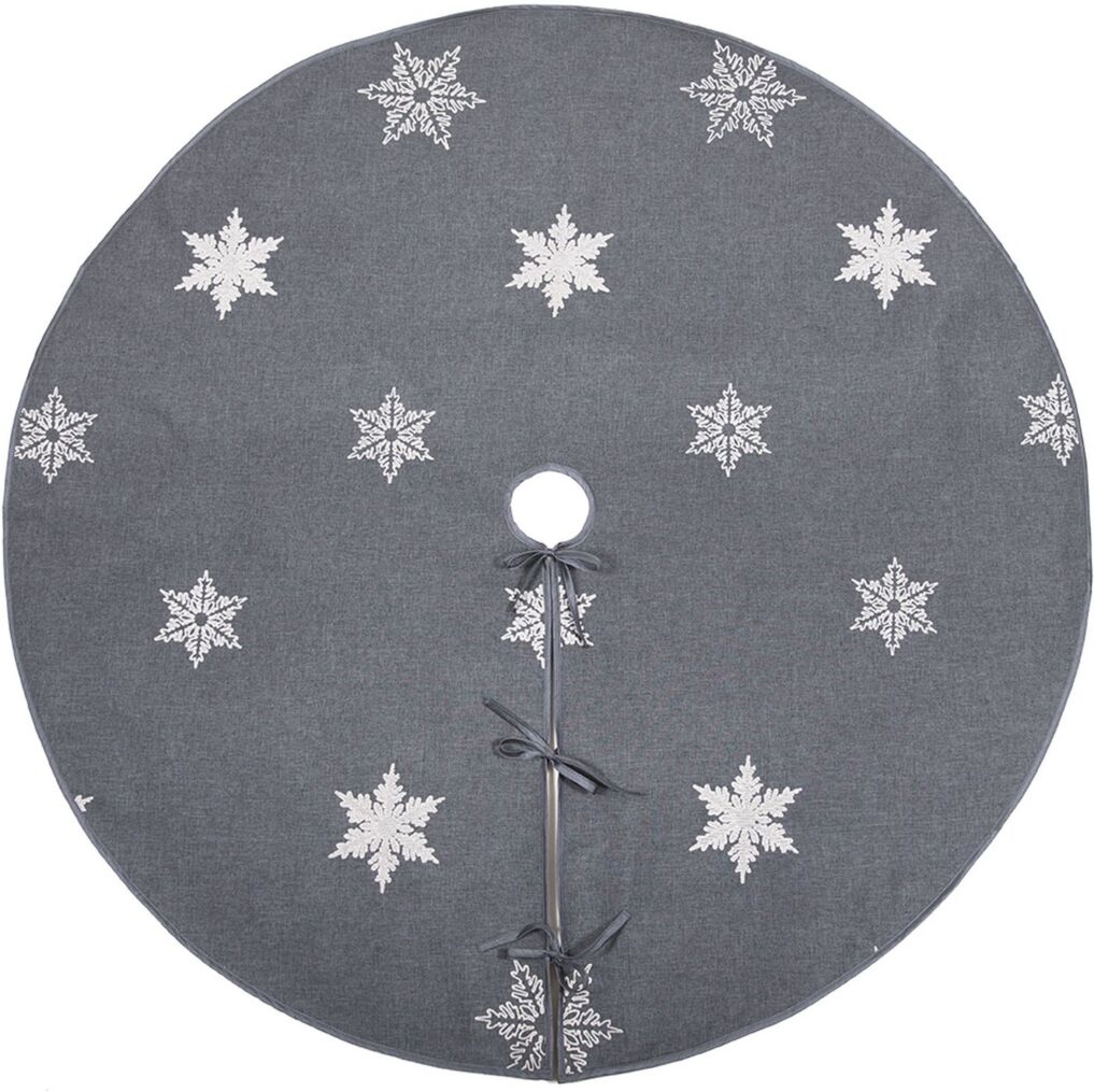 Xia Home Fashions Glisten Snowflake Embroidered Christmas Tree Skirt, 56