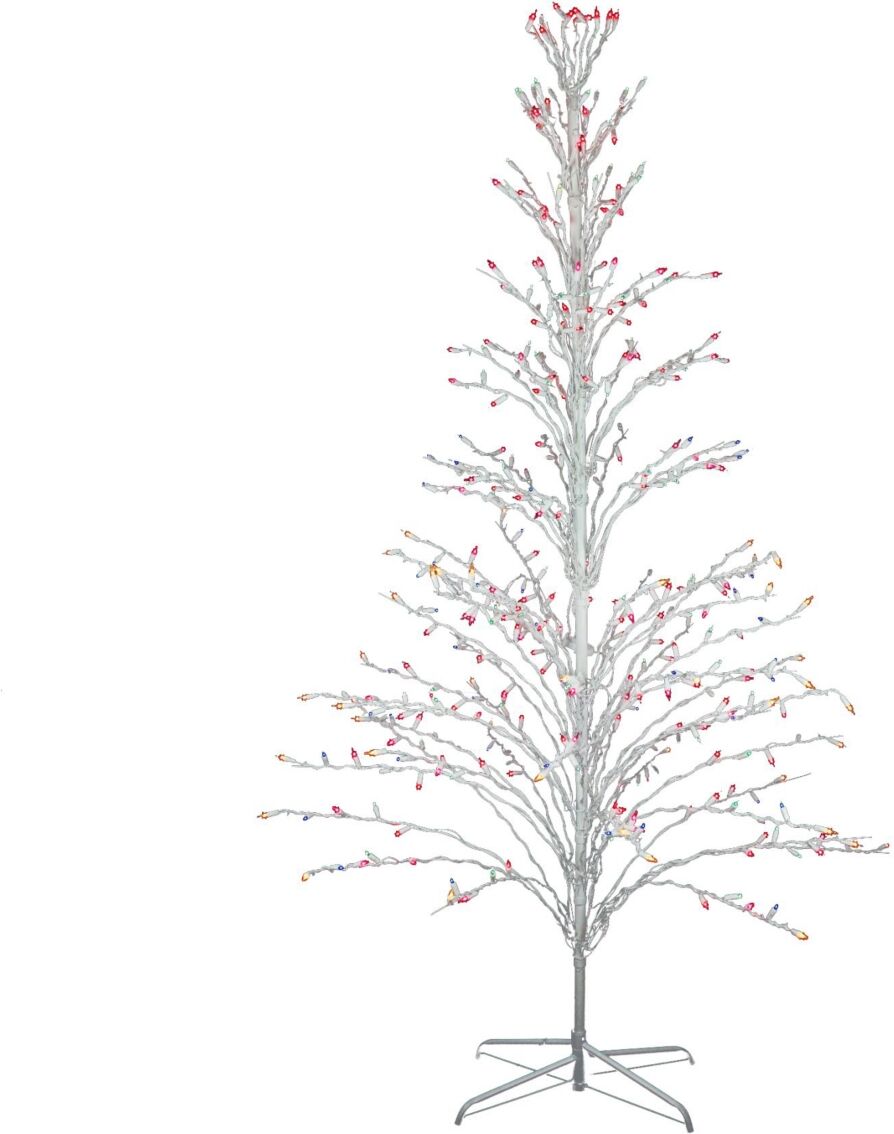 Northlight 6' White Lighted Christmas Cascade Twig Tree Outdoor Decoration - Multi Lights - White