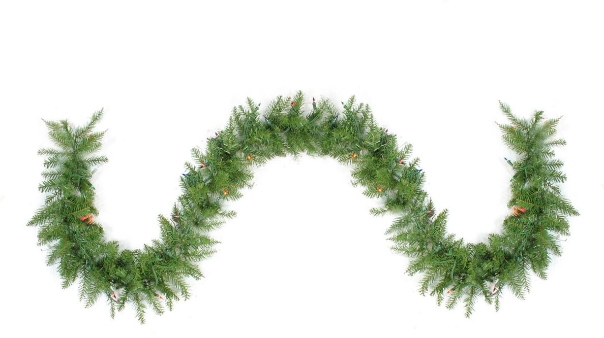 Northlight 9' Pre-Lit Northern Pine Artificial Christmas Garland - Multi-Color Lights - Green