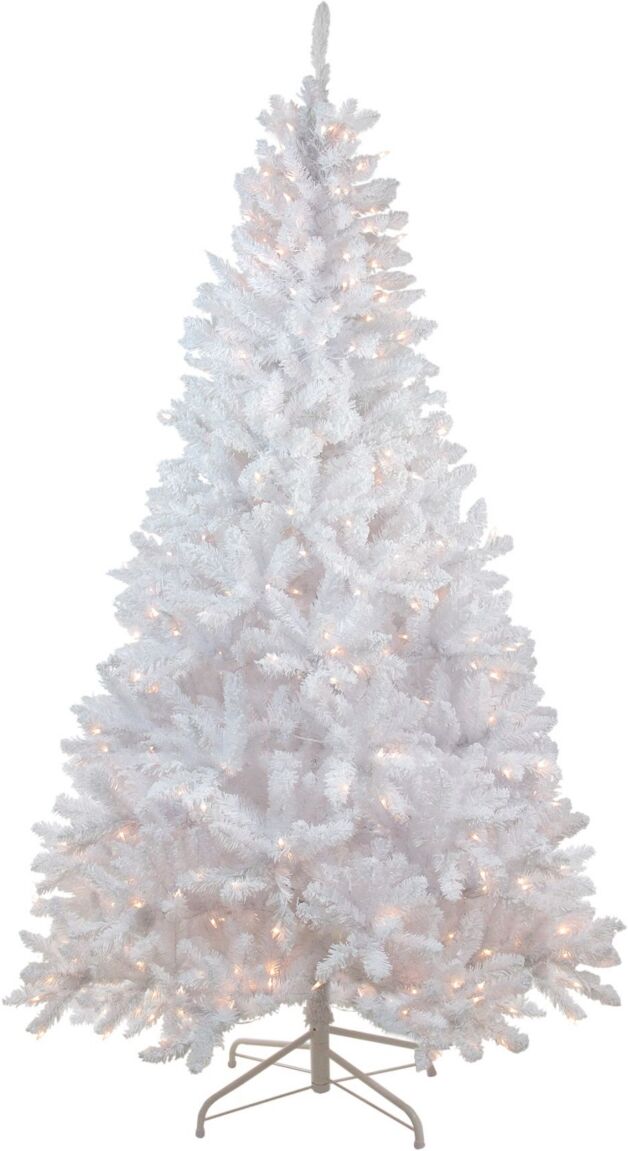 Northlight 6' Pre-Lit Flocked Snow White Artificial Christmas Tree - Clear Lights - White