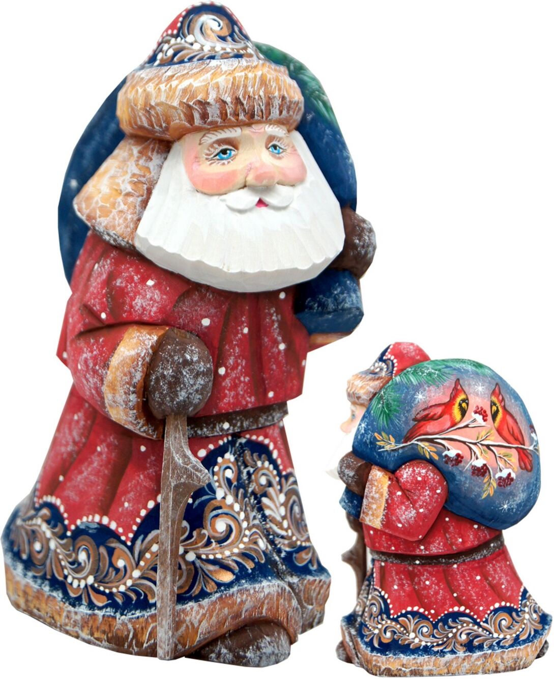 G.DeBrekht Woodcarved and Hand Painted Yuletide Fancy Flight Santa Figurine - Multi