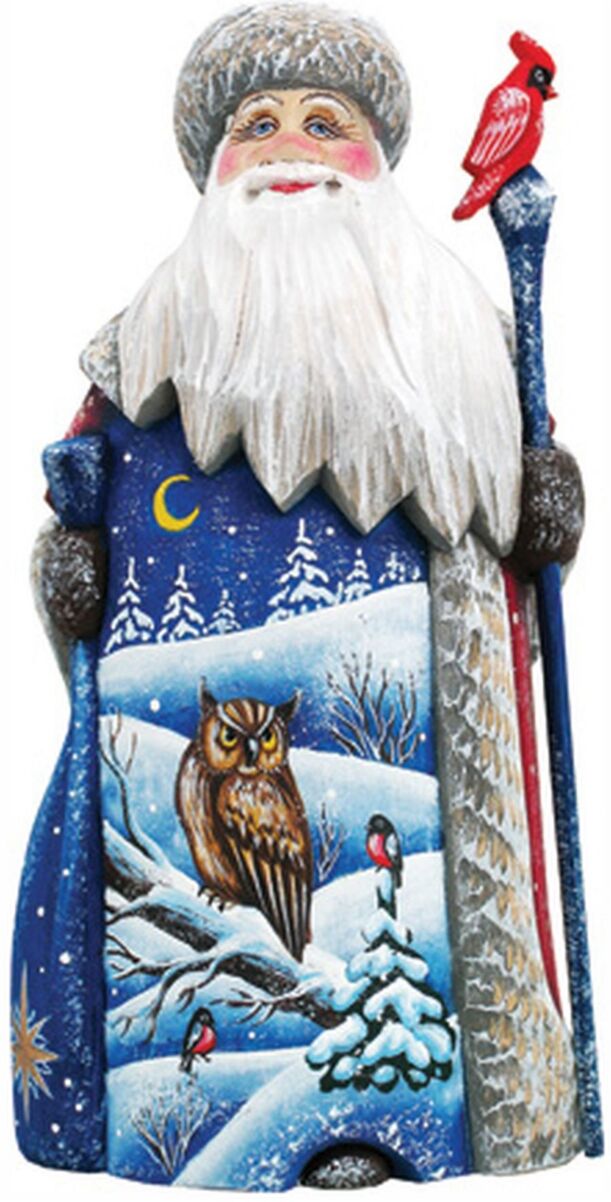 G.DeBrekht Woodcarved and Hand Painted Santa Wise Watcher Figurine - Multi