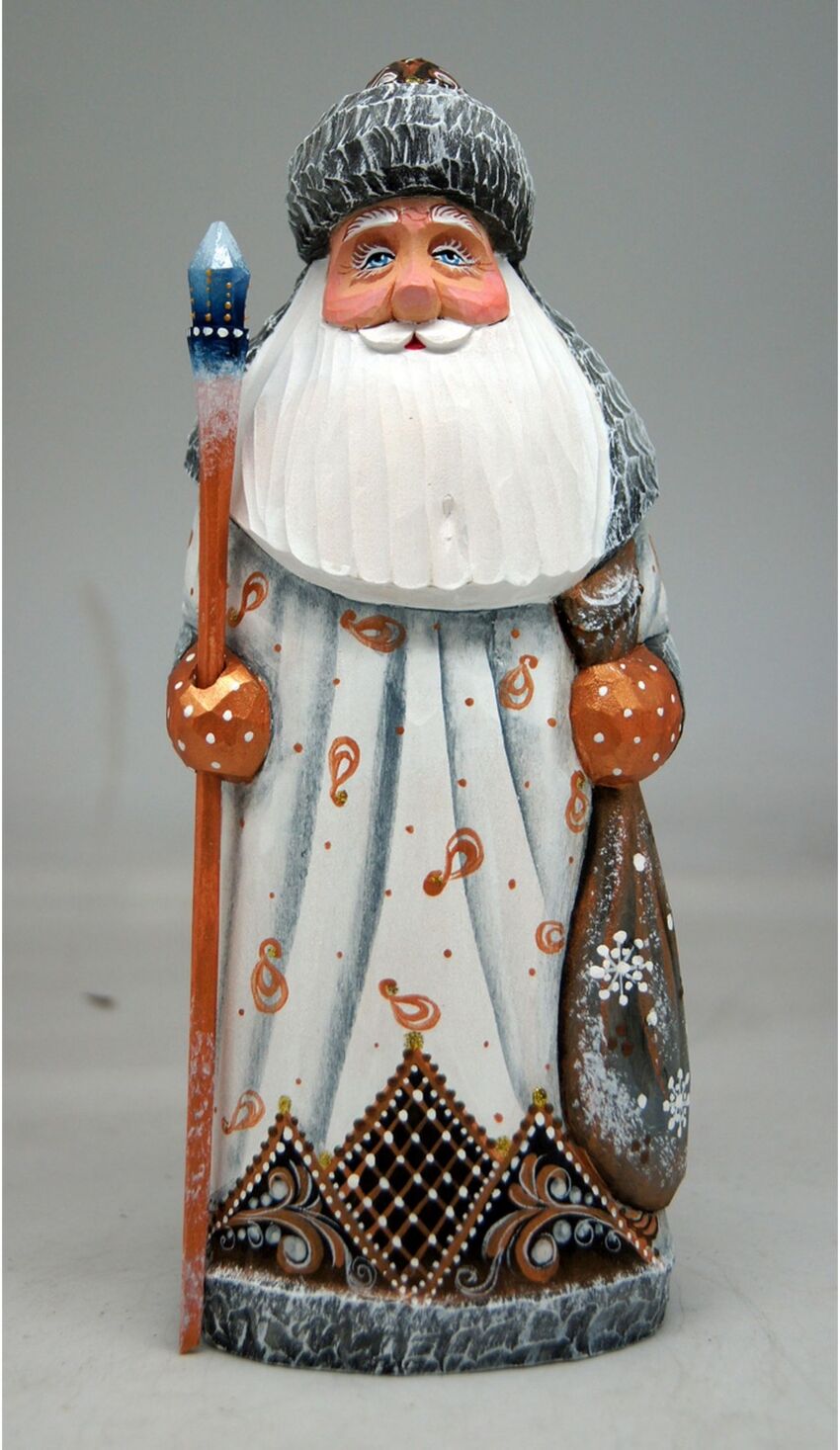 G.DeBrekht Woodcarved and Hand Painted Santa White Christmas Twinkle-Yuletide Santa Figurine - Multi