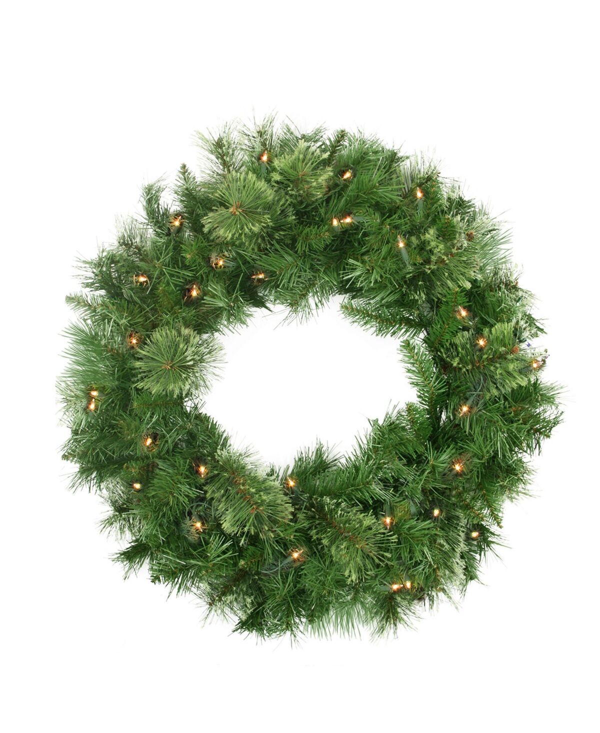 Northlight Pre-Lit Mixed Cashmere Pine Artificial Christmas Wreath Clear Lights - Green