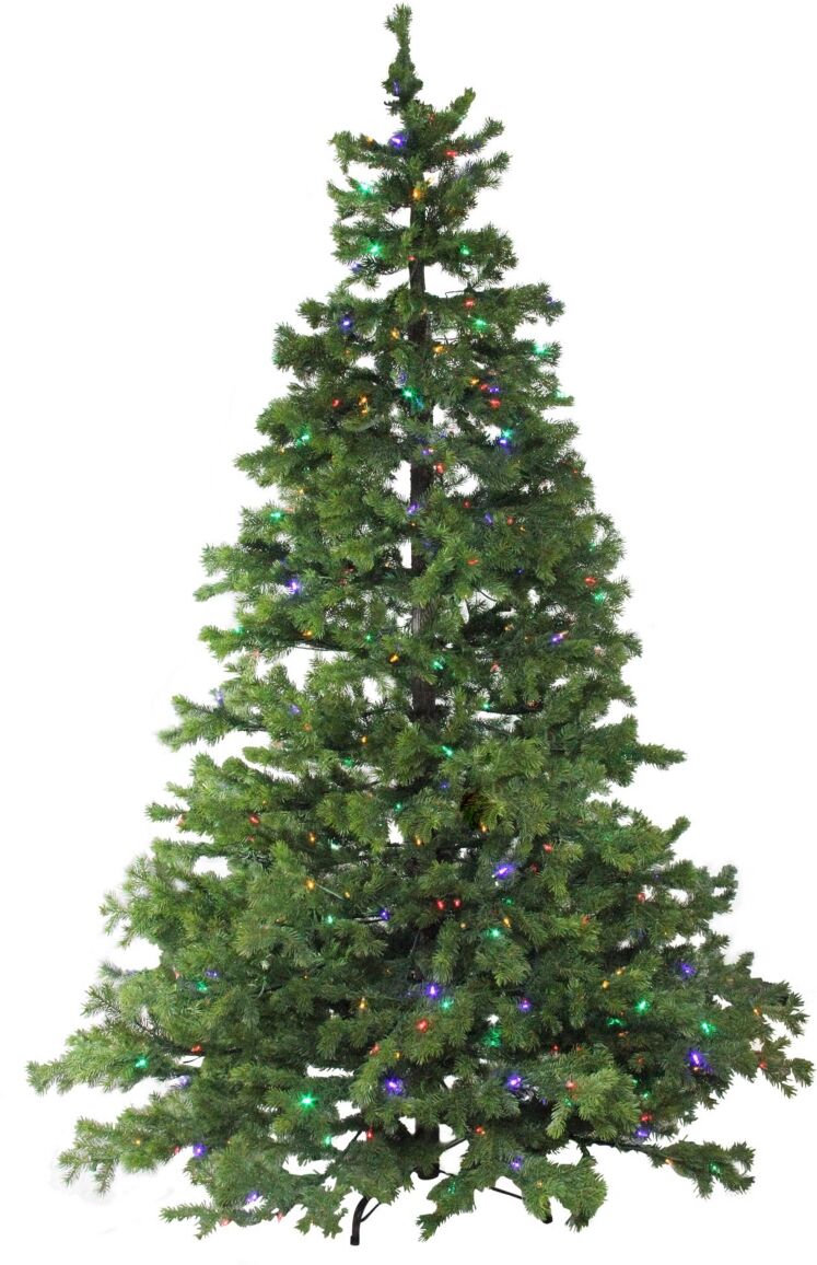 Northlight 7.5' Layered Pine Instant Power Technology Single Plug Christmas Tree - Multi Led Lights - Green