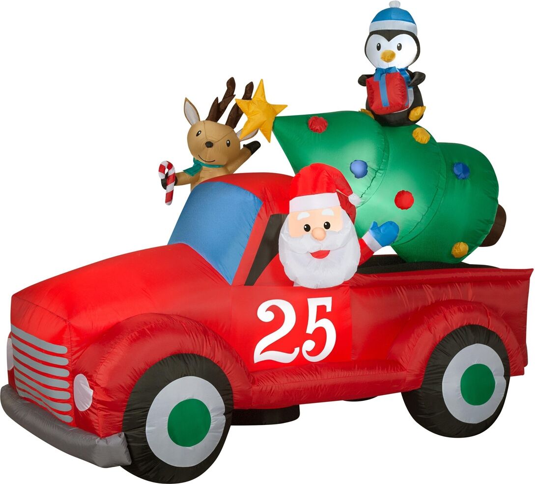 National Tree Company 8' Inflatable Santa in Vintage-Like Pickup Truck - Red