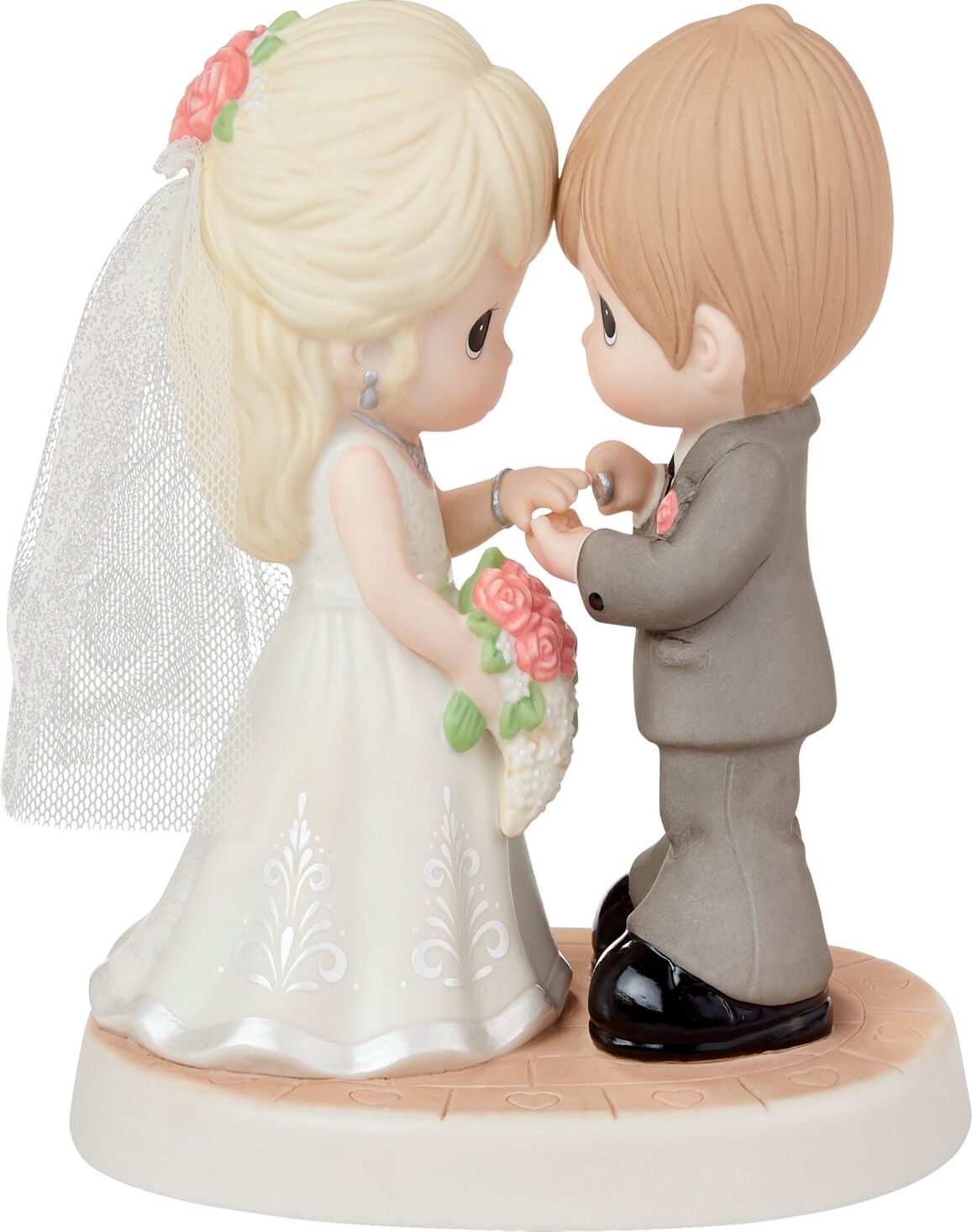 Precious Moments 222009 With This Ring, I Thee Wed Bisque Porcelain and Fabric Figurine - Multicolored