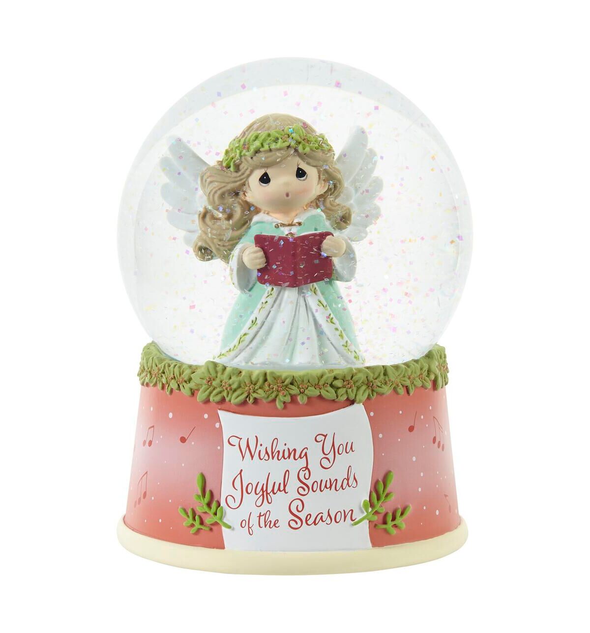 Precious Moments Wishing You Joyful Sounds of The Season Annual Angel Resin, Glass Musical Snow Globe - Multicolored