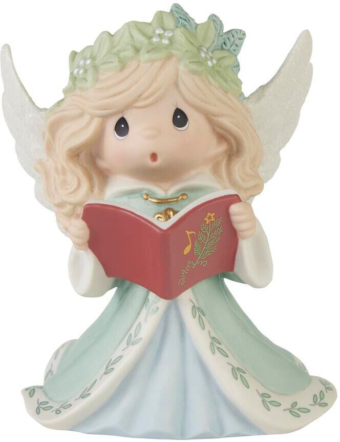 Precious Moments Wishing You Joyful Sounds of The Season Annual Angel Bisque Porcelain Figurine - Multicolored