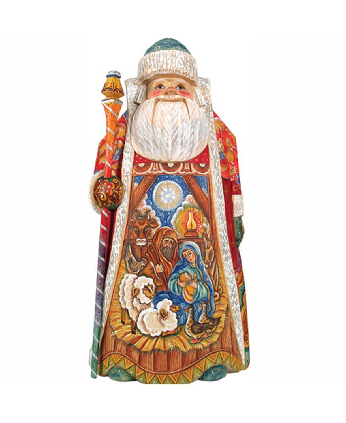 G.DeBrekht Woodcarved and Hand Painted Away In The Manger Santa Claus Figurine - Multi