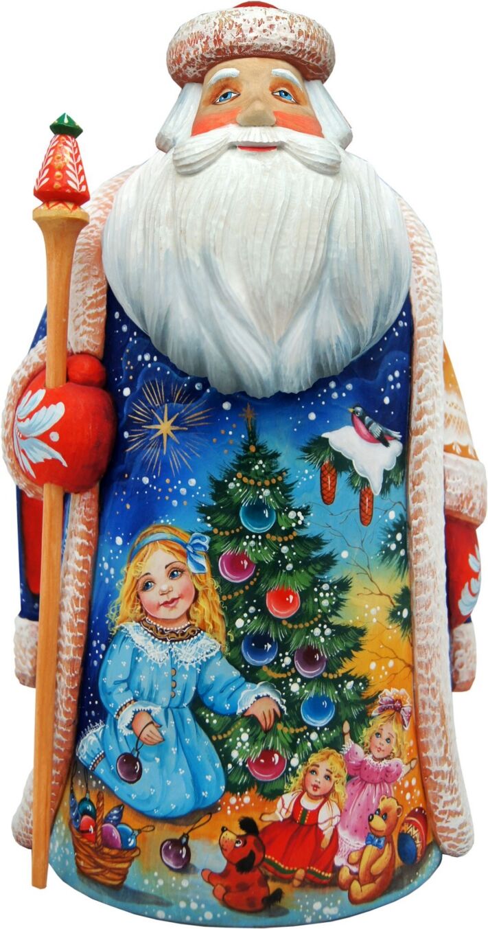 G.DeBrekht Woodcarved and Hand Painted Angelic Christmas Tree Santa Claus Figurine - Multi