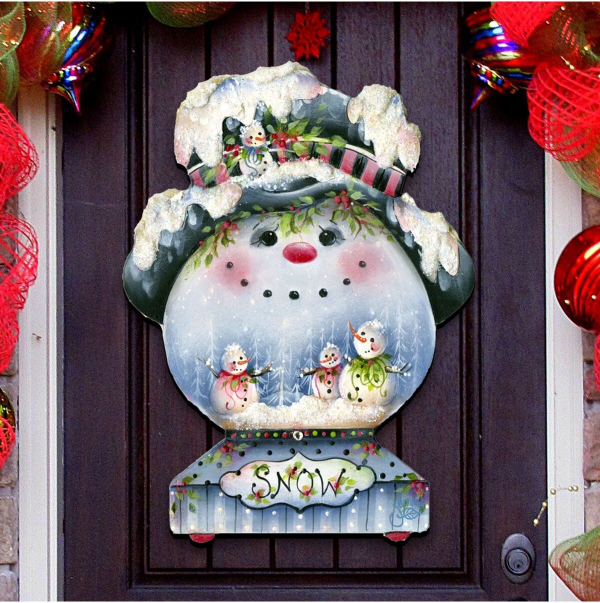 Designocracy Jamie Mills Price Christmas Joe Cool Snow Globe Door Hanger - Multi