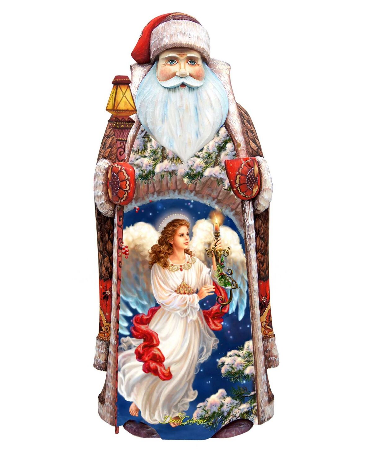 G.DeBrekht Woodcarved Hand Painted Angel in The Arch Santa by Donna Gelsinger Figurine - Multi