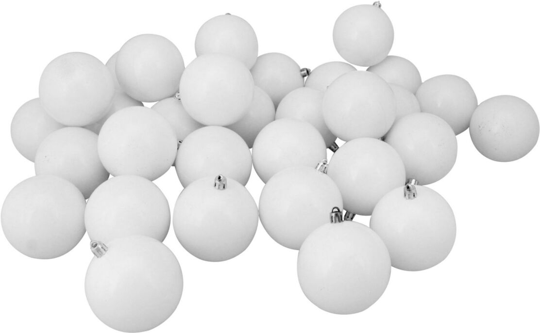 Northlight 32 Count Winter Shatterproof Shiny Christmas Ball Ornaments - White