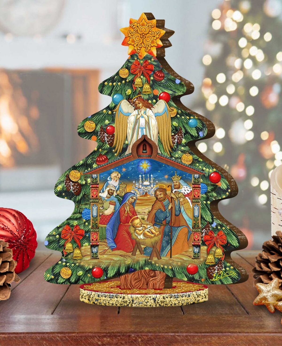 Designocracy Story of Nativity Holiday Decorated Tree - Multi Color