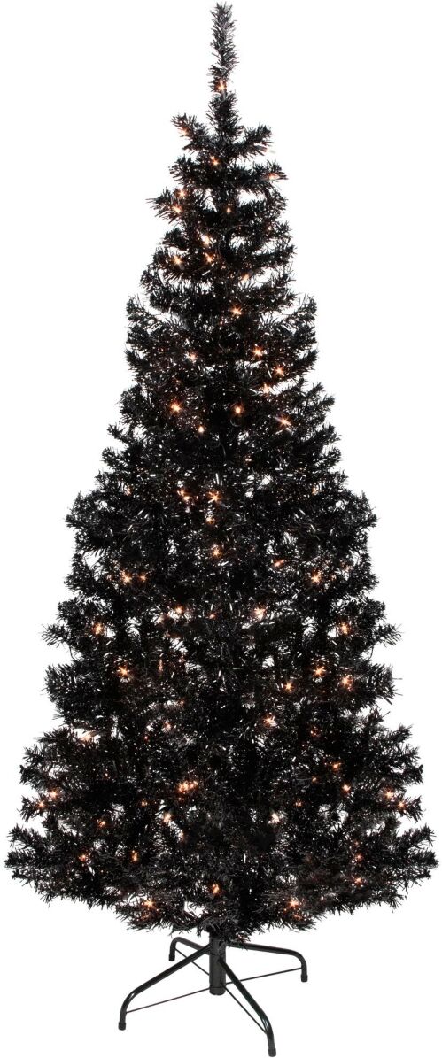 Northlight Pre- Lit Artificial Tinsel Christmas Tree With Clear Lights, 6' - Black