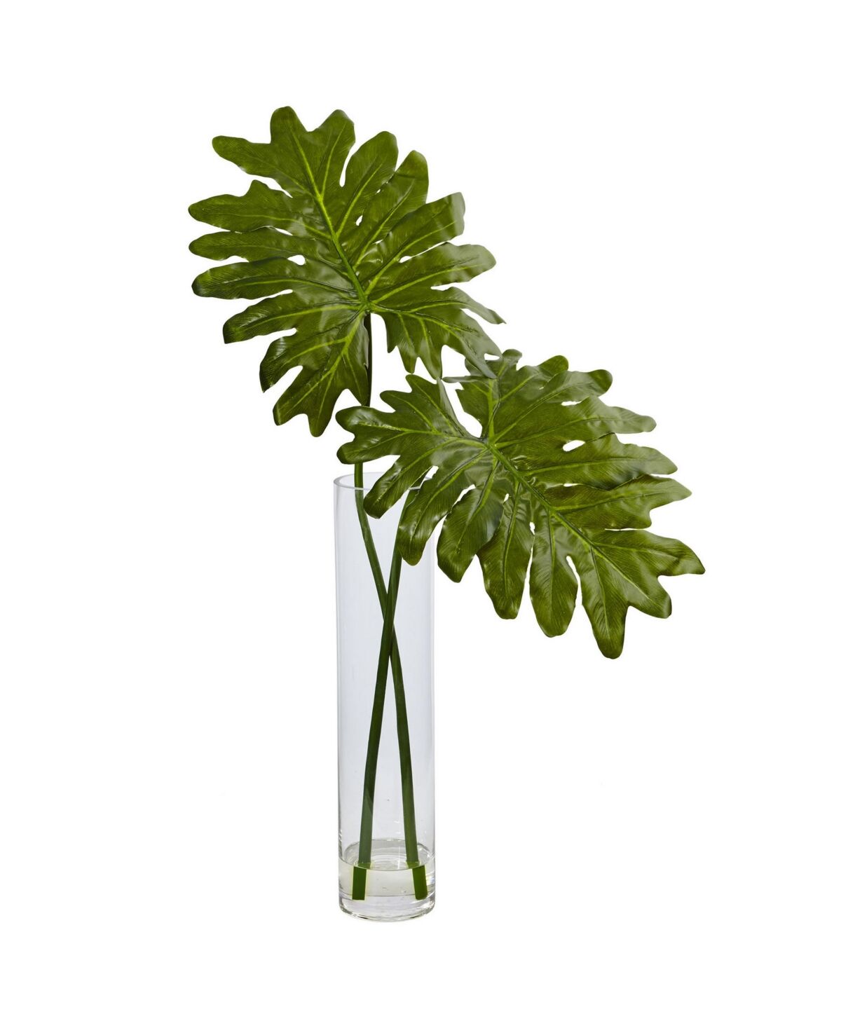 Nearly Natural Selloum Artificial Plant in Glass Cylinder Vase - Green