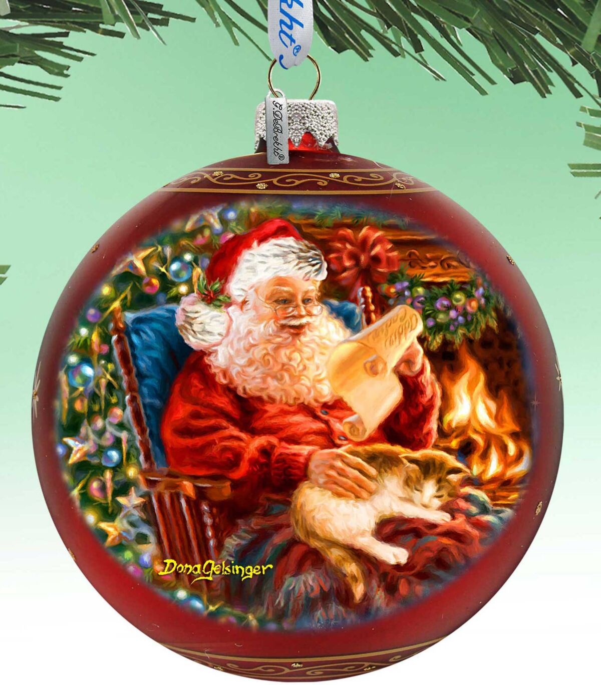 Designocracy House Warming Santa Large Holiday Glass Collectible Ornaments D. Gelsinger - Multi Color