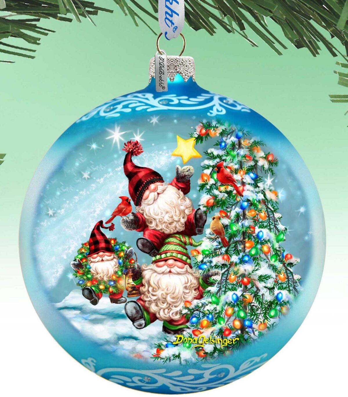 Designocracy Reaching High Dwarfs Lg Glass Christmas Collectible Ornaments D. Gelsinger - Multi Color