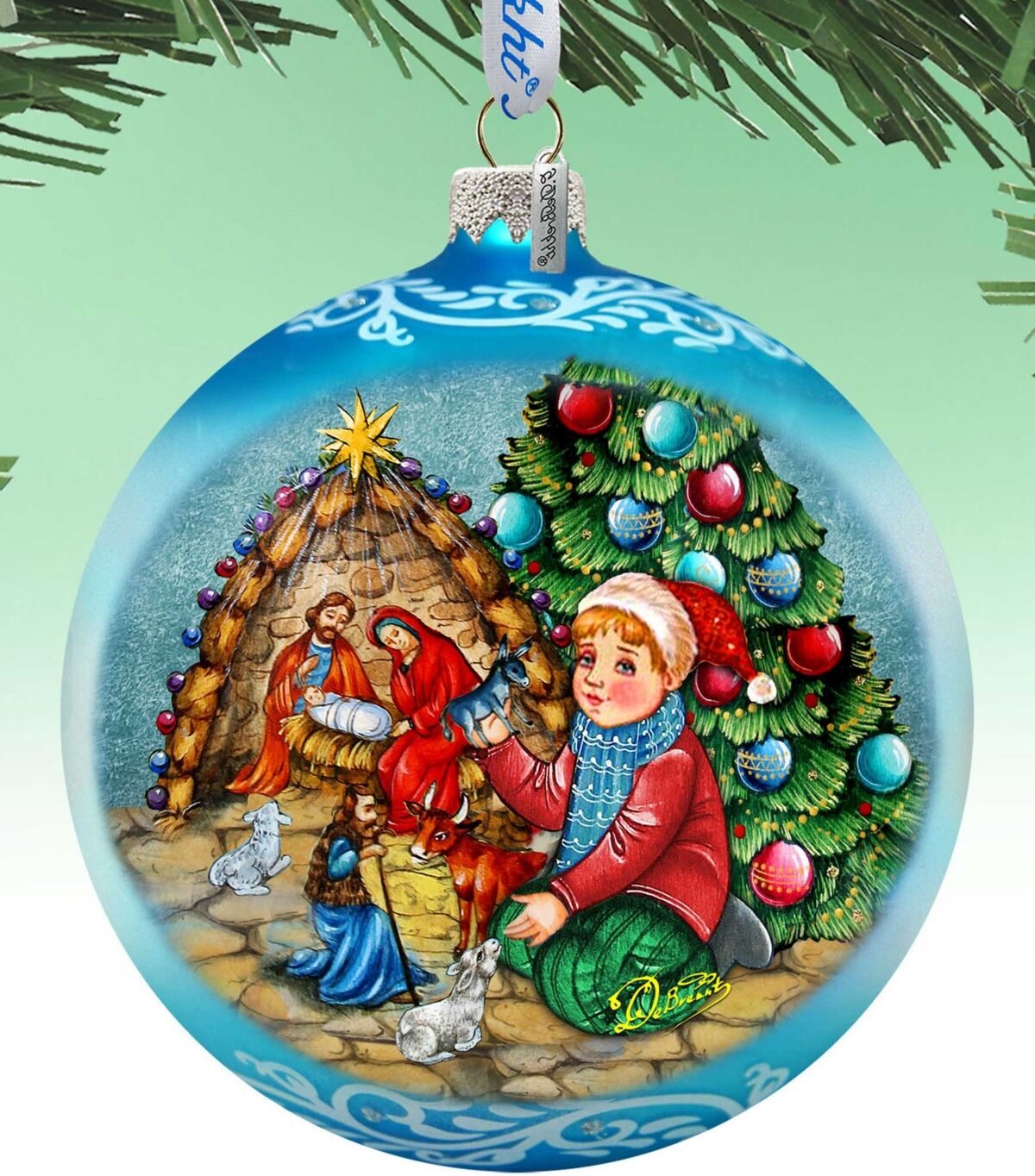 Designocracy Nativity by Christmas Tree Lg Glass Collectible Ornaments G. DeBrekht - Multi Color