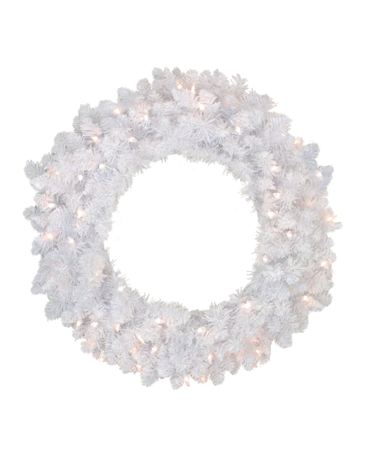 Northlight Pre-Lit Flocked Snow White Artificial Christmas Wreath - 36-Inch Clear Lights - White