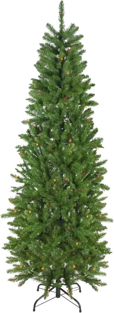 Northlight 6.5' Pre-Lit White River Fir Artificial Pencil Christmas Tree - Multi Lights - Green