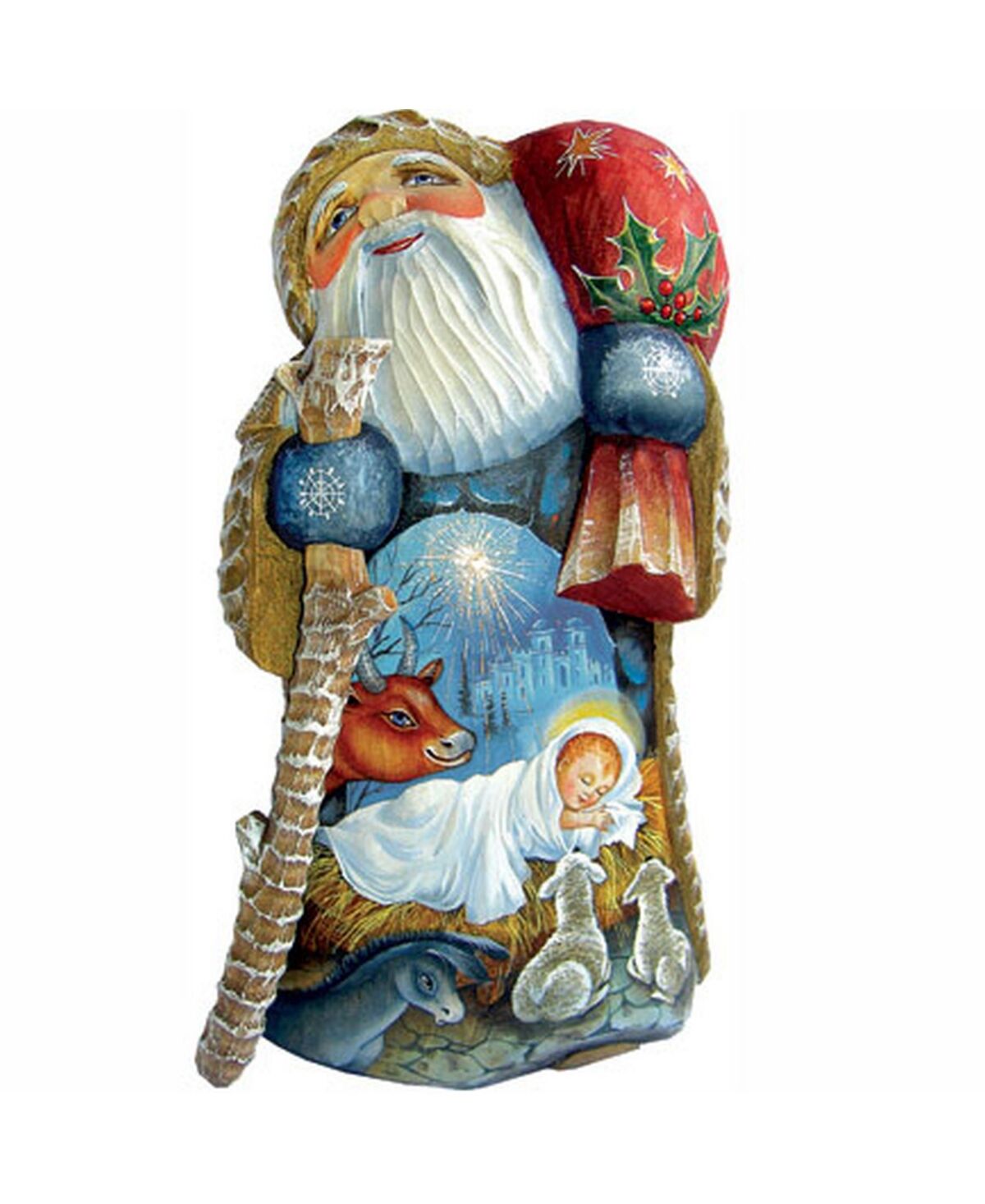 G.DeBrekht Woodcarved Peaceful Santa Figurine - Multi