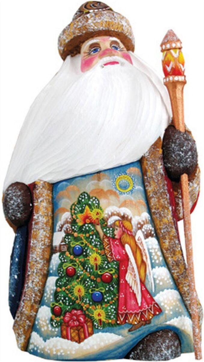 G.DeBrekht Woodcarved and Hand Painted Trim A Tree Angel Santa Figurine - Multi