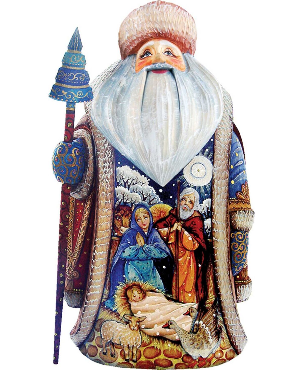G.DeBrekht Woodcarved and Hand Painted Magic Night Father Santa Claus Figurine - Multi
