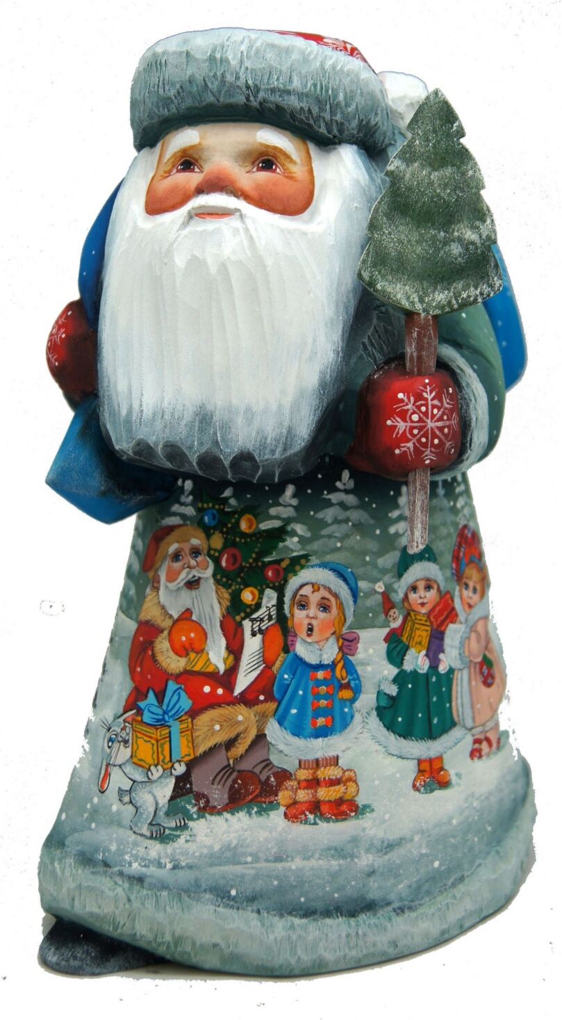 G.DeBrekht Woodcarved Hand Painted Christmas Story Santa Wood Carved Figurine - Multi