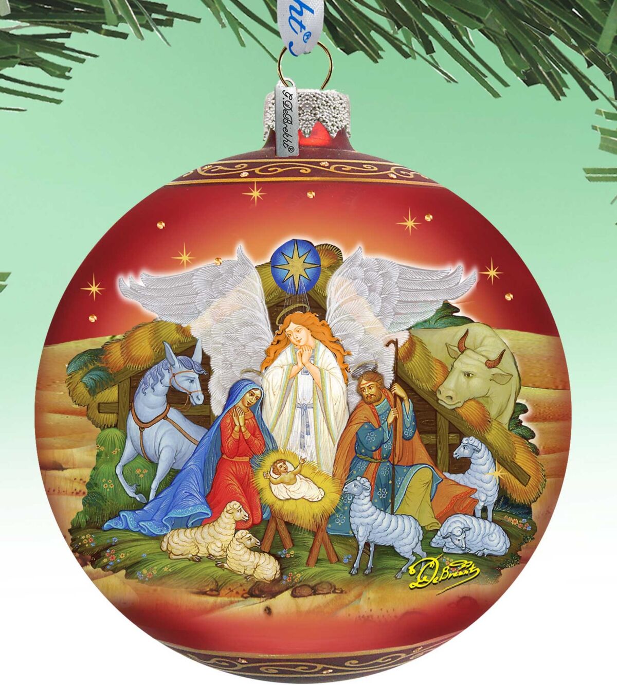 Designocracy Guarding Light Nativity Large Holiday Glass Collectible Ornaments G. DeBrekht - Multi Color