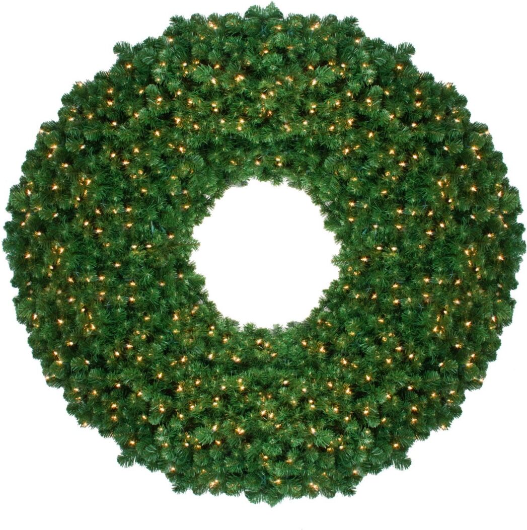 Northlight Pre-Lit Olympia Pine Artificial Christmas Wreath - 60 Inch Clear Lights - Green