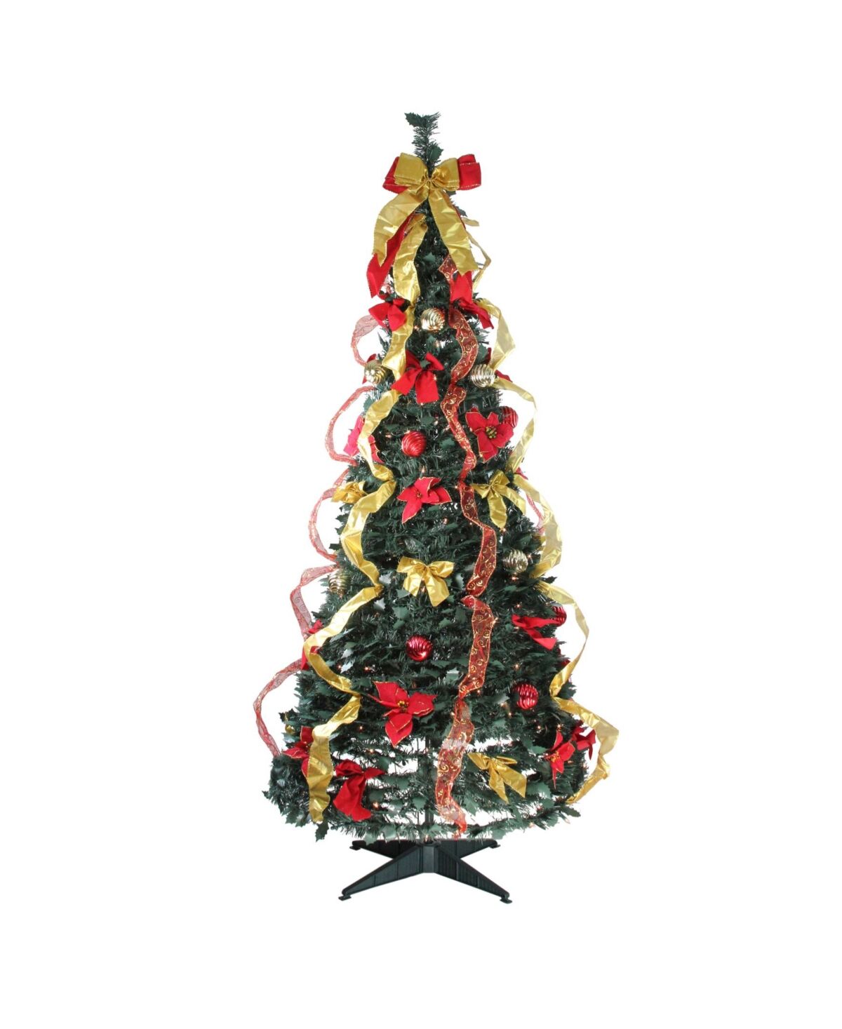 Northlight 6' Pre-Lit Gold and Red Decorated Pop-Up Artificial Christmas Tree - Clear Lights - Red