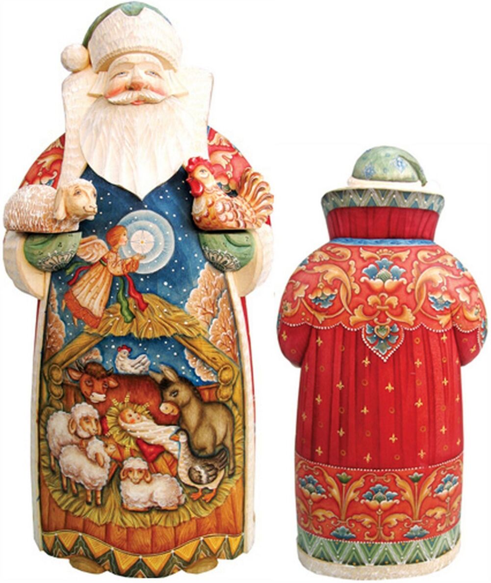 G.DeBrekht Woodcarved and Hand Painted Santa with Nativity Figurine - Multi