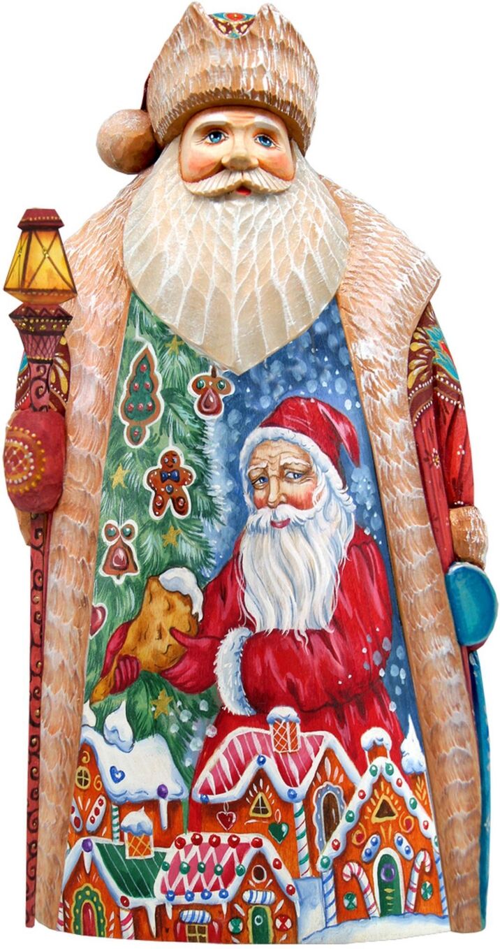 G.DeBrekht Woodcarved Gilding Light Santa Figurine - Multi