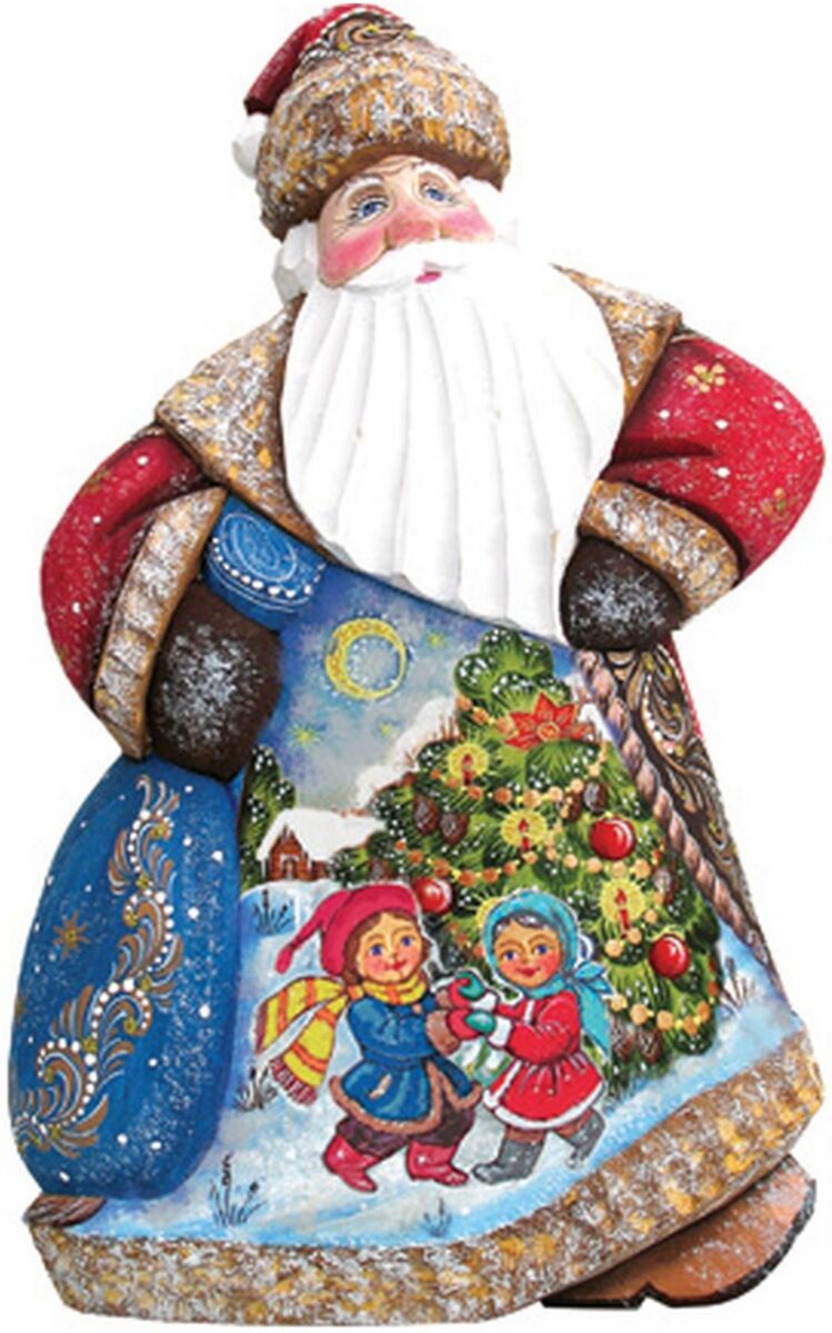 G.DeBrekht Woodcarved and Hand Painted Trim A Tree Dancing Santa Figurine - Multi