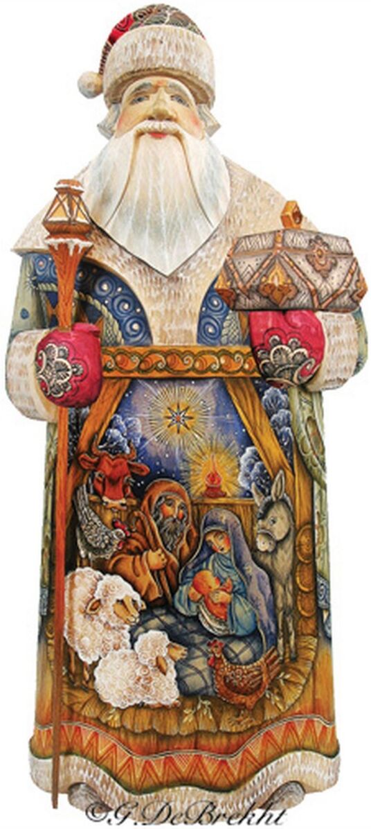 G.DeBrekht Woodcarved and Hand Painted Nativity Hand Painted Santa Claus Figurine - Multi