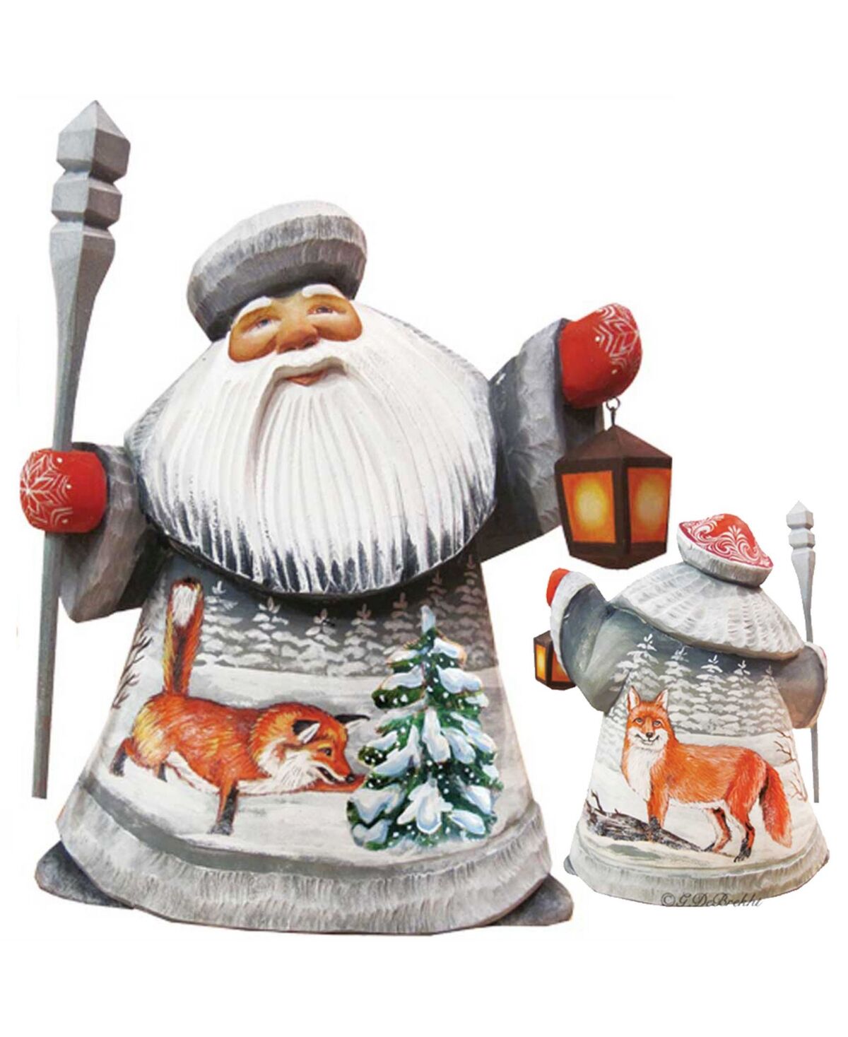 G.DeBrekht Woodcarved and Hand Painted Santa Foxy Play Father Frost Figurine - Multi