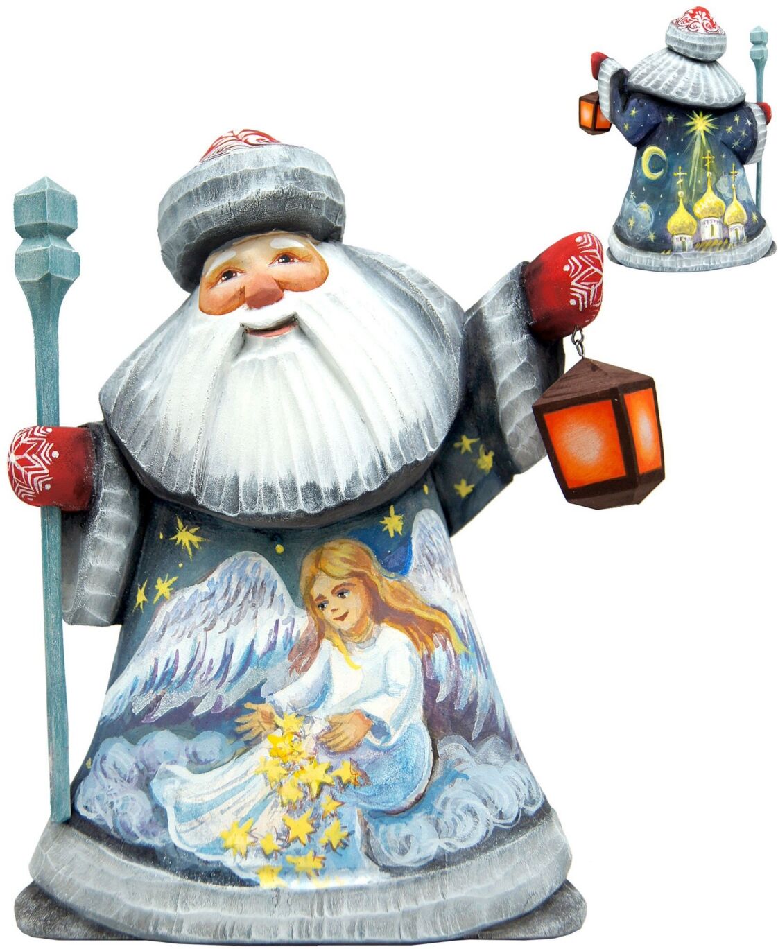 G.DeBrekht Woodcarved and Hand Painted Santa Kids Skating Figurine - Multi