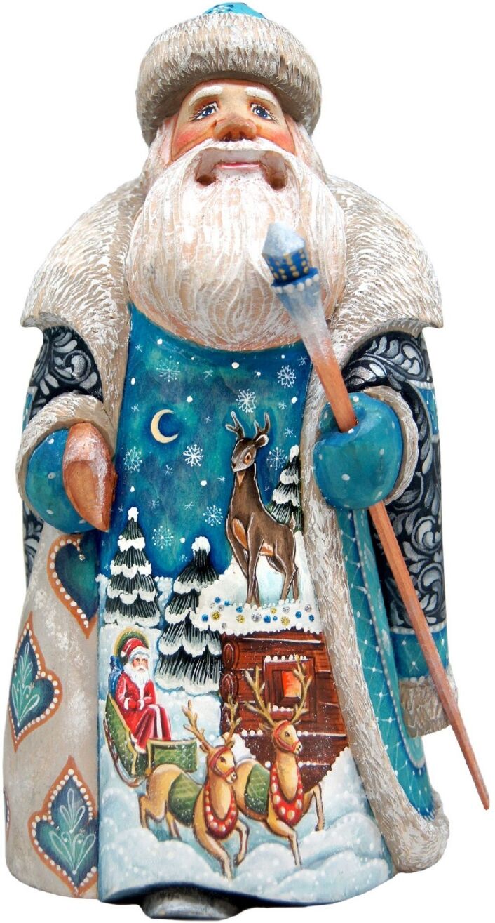 G.DeBrekht Woodcarved Hand Painted Santa Figurine - Multi