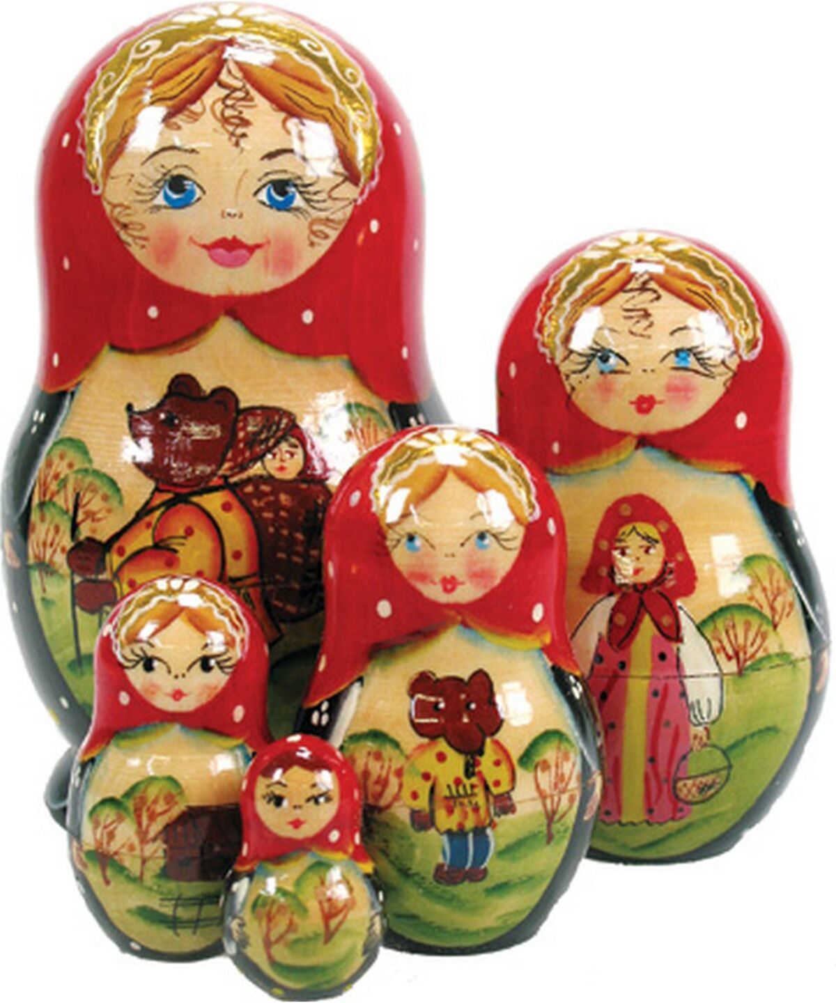 G.DeBrekht Bear Tale 5 Piece Russian Matryoshka Nested Dolls Set - Multi