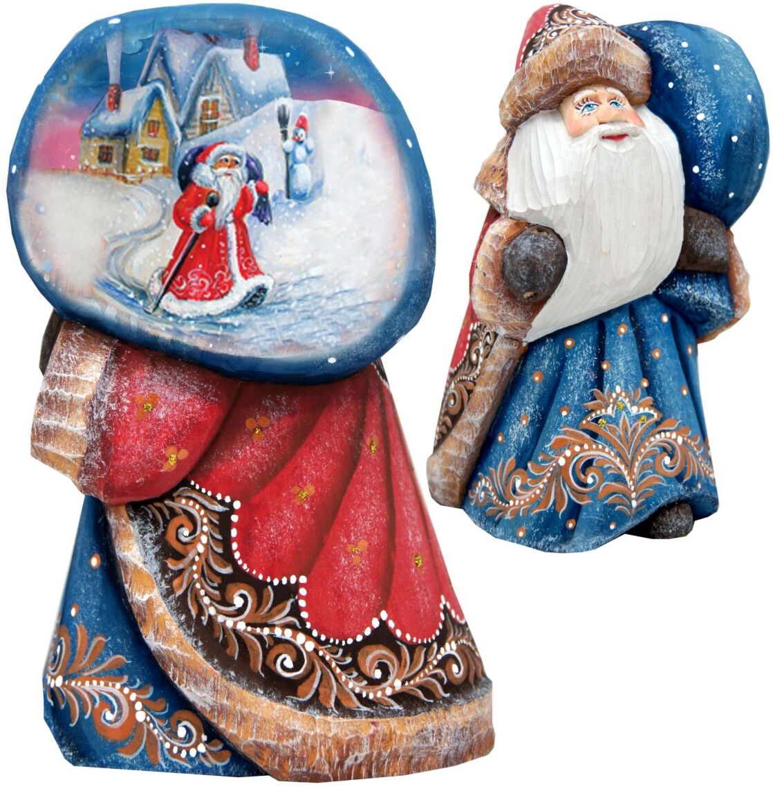 G.DeBrekht Woodcarved Hand Painted Along The Way Santa Figurine - Multi