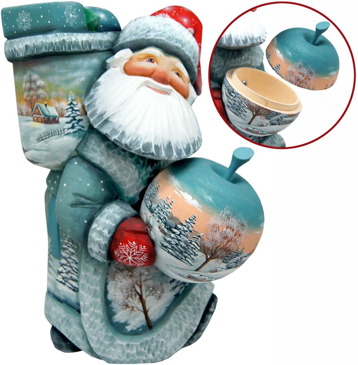 G.DeBrekht Woodcarved Hand Painted Christmas Ball Santa Figurine - Multi