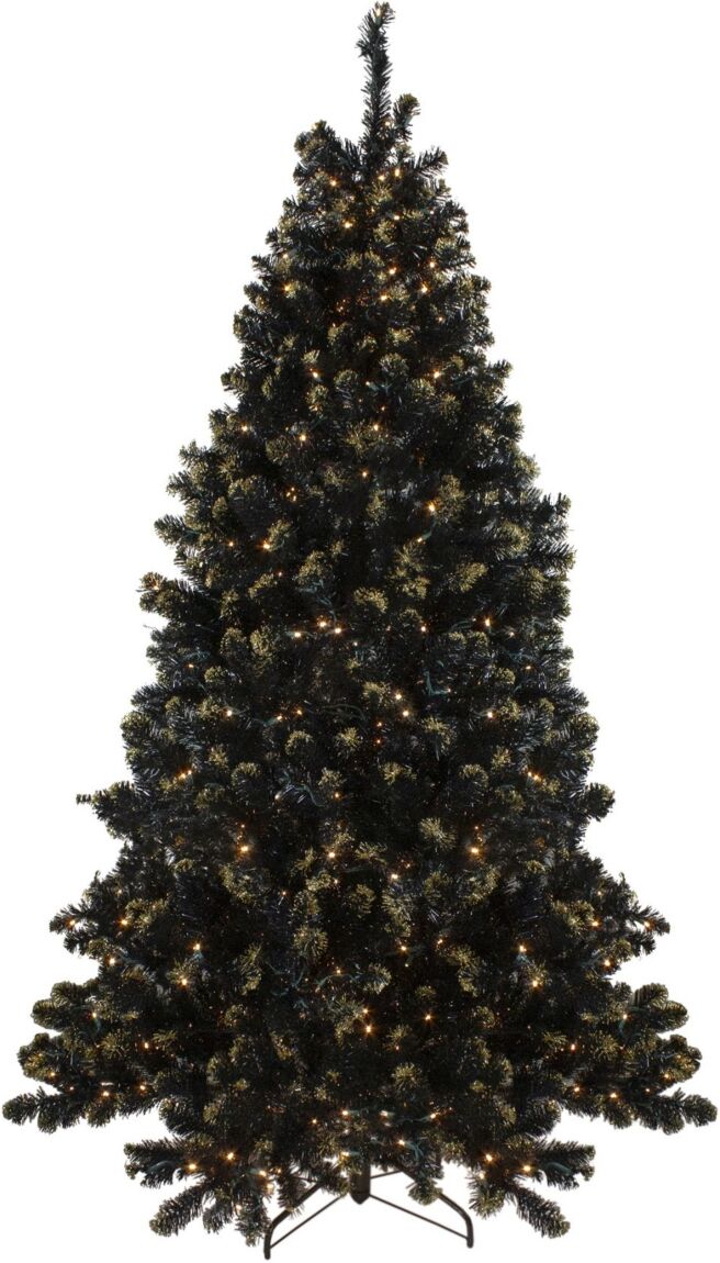 Northlight Pre-Lit Crystal Pine with Gold Tone Glitter Artificial Christmas Tree - Black