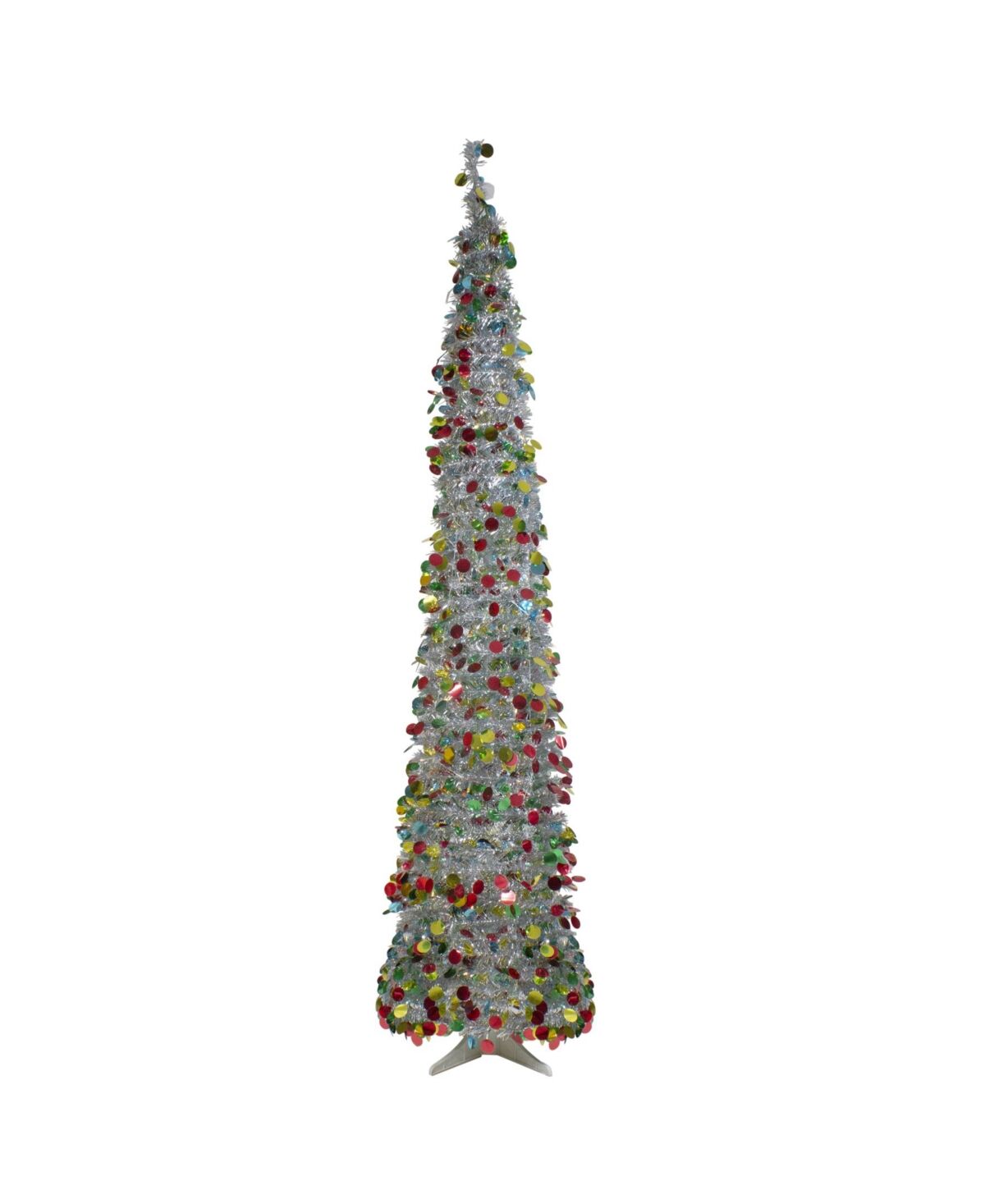 Northlight 6' Pre-Lit Tinsel Pop-Up Artificial Christmas Tree - Silver-Tone