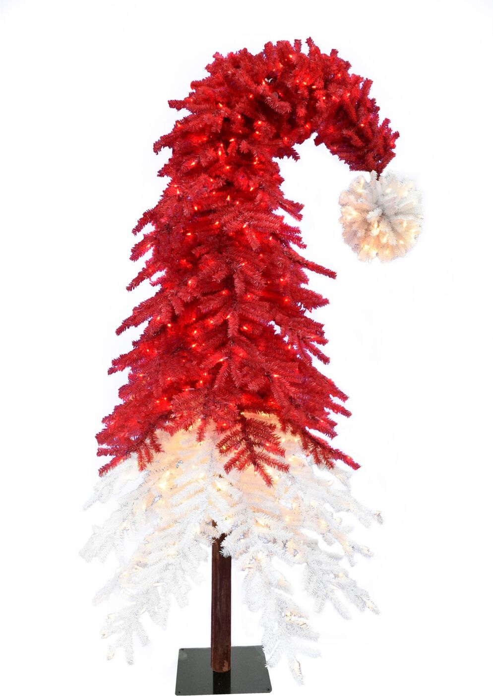 Perfect Holiday Pre-lit Santa Hat Christmas Tree with Square Stand, 7